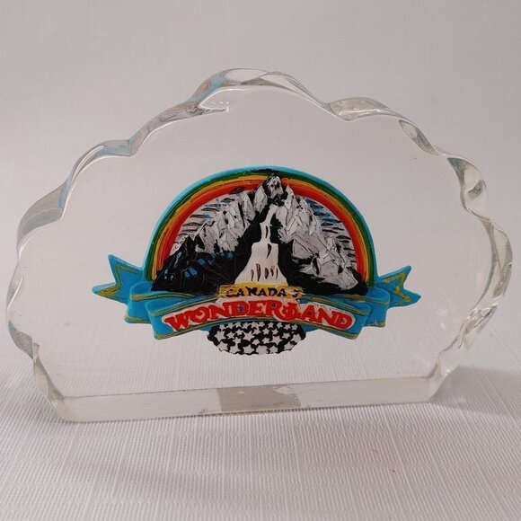 RARE Canada's Wonderland Transparent Acrylic Paper Weight Free Standing … - Picture 1 of 5